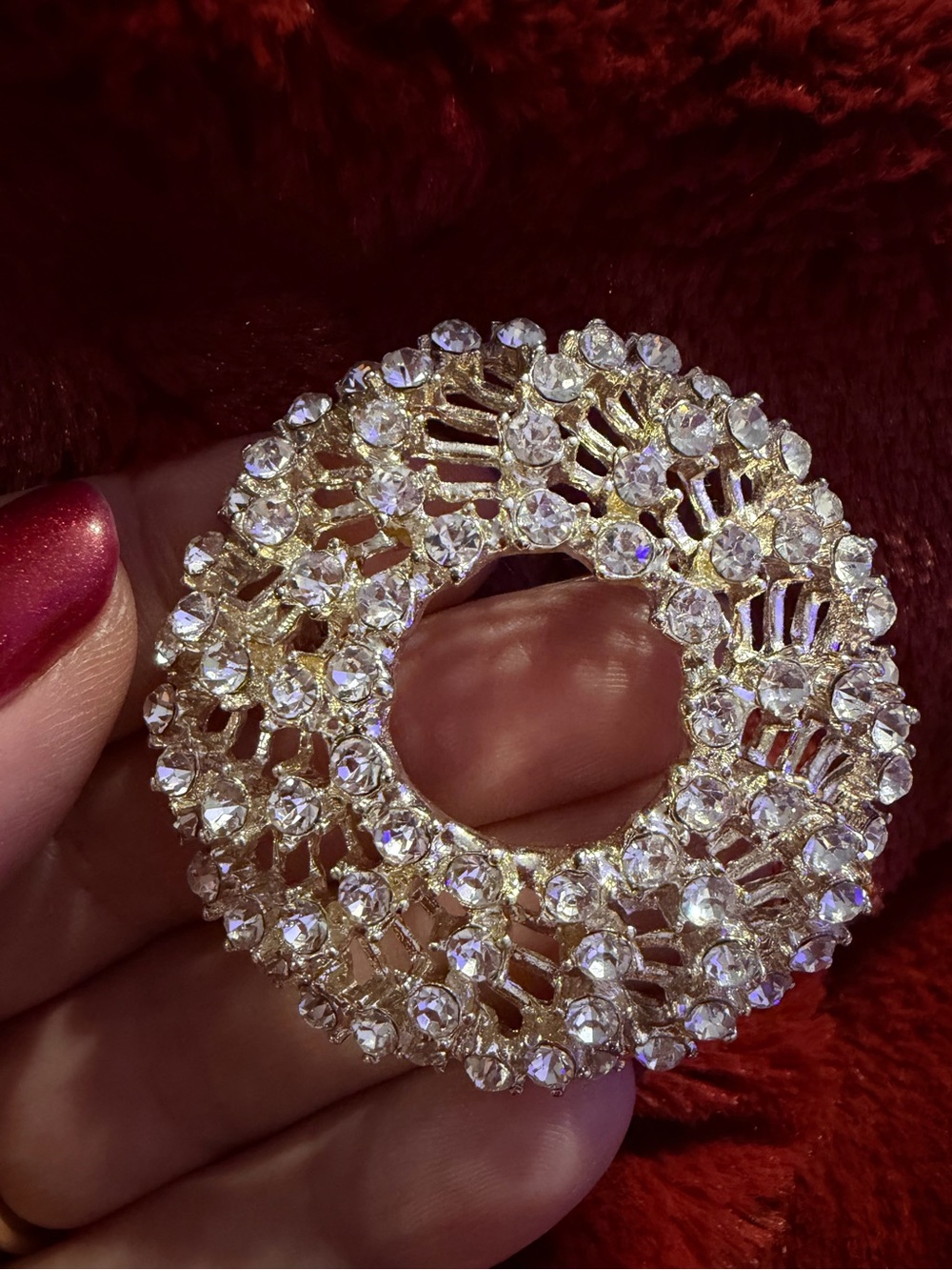 Silver Crystal Round Brooch by Napier